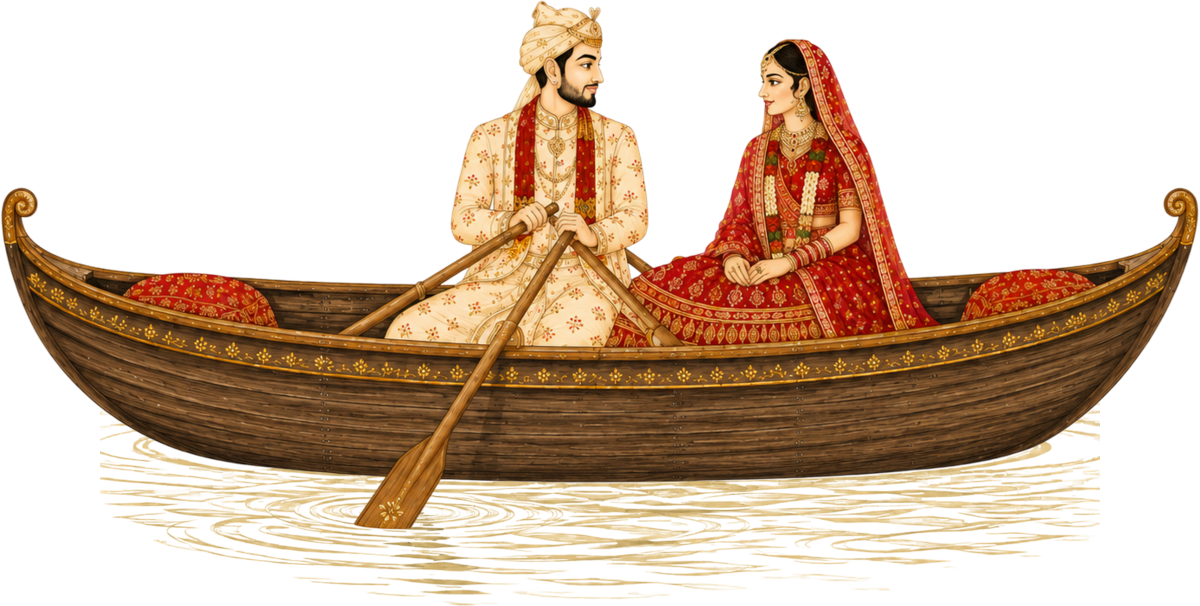 Bride and Groom in Nainital Boat